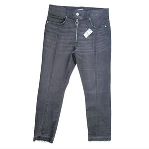 NWT Express Denim Perfect Stretch Cropped Skinny High Rise Jeans Frayed Ankle 12